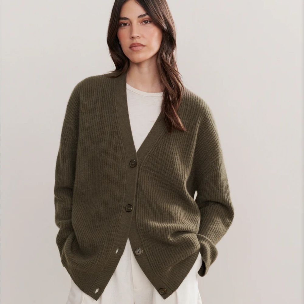 Jenni Kayne Cocoon Cardigan Olive Green 100% Organic Cotton
